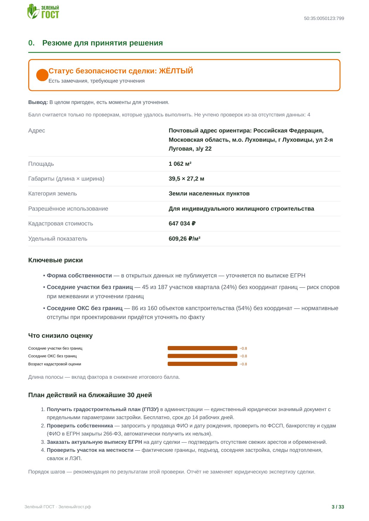 Резюме для принятия решения